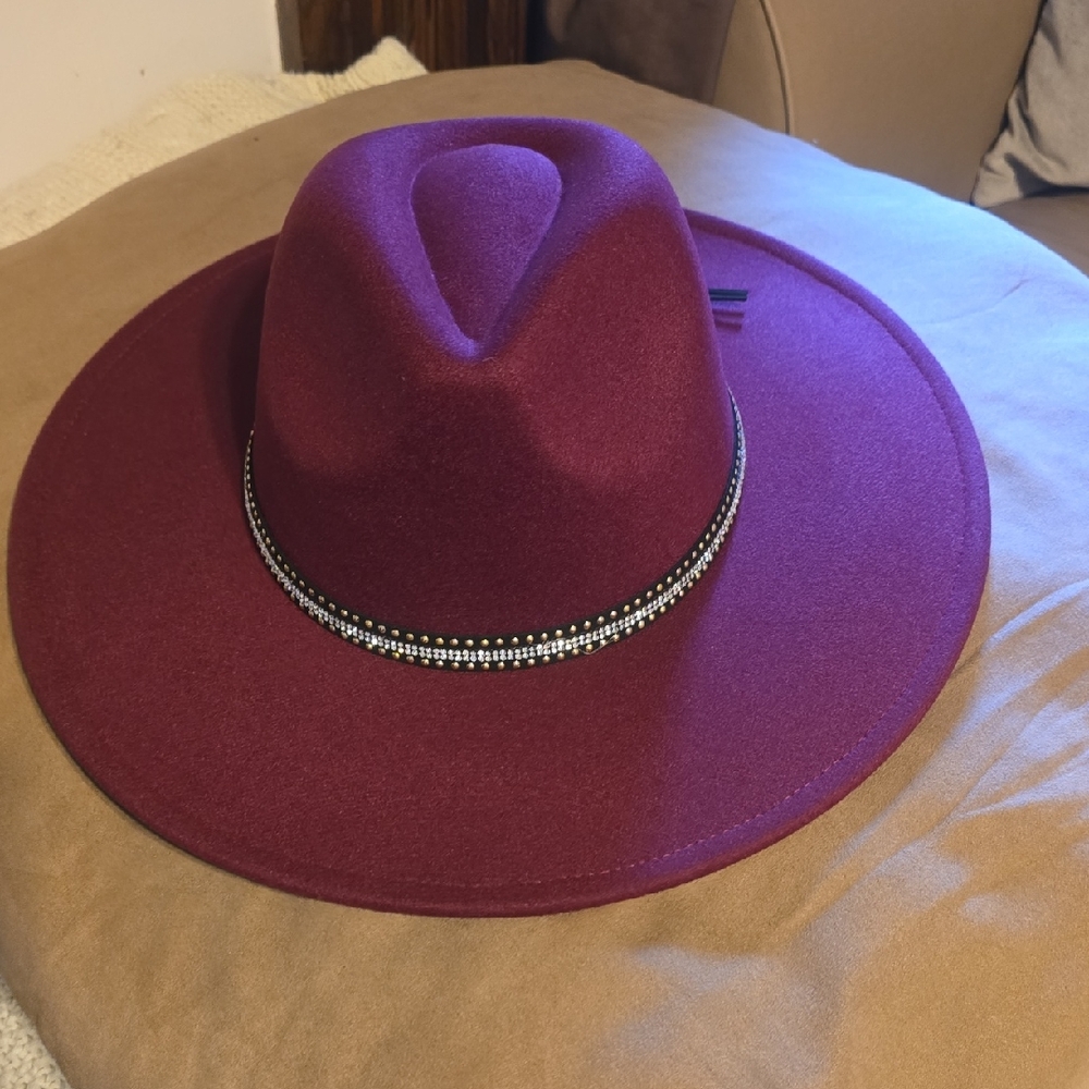 Jessica Simpson Burgundy Hat with Beaded Trim